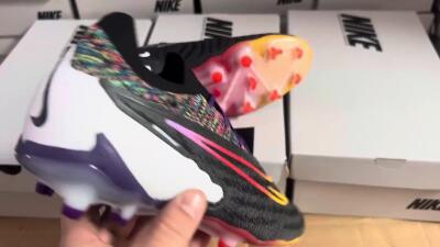 Nike Phantom GX Elite FG Firm Ground Soccer Cleats - Black/Purple/Rainbow