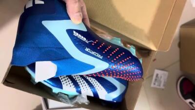 Adidas Predator Accuracy+ FG Firm Ground Soccer Cleats - Blue/White/Orange