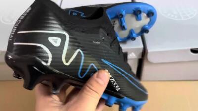 Nike Air Zoom Mercurial Vapor 15 Elite AG Artificial Grass Soccer Cleats - Black/Blue/White