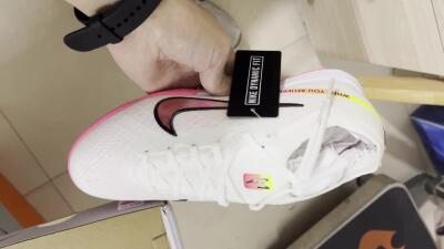 Nike Air Zoom Mercurial Vapor 15 Elite IC Indoor & Futsal Soccer Shoes - White/Pink/Black/Yellow