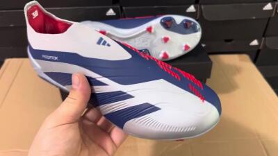 Adidas Predator Accuracy+ Laceless FG Firm Ground Soccer Cleats - Silver/Blue/Red