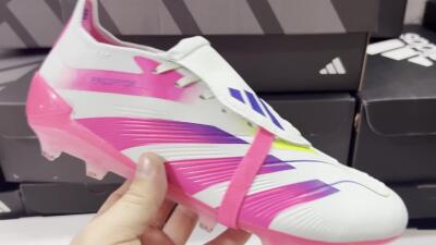 Adidas Predator Accuracy+ Laceless FG Firm Ground Soccer Cleats - White/Pink/Purple