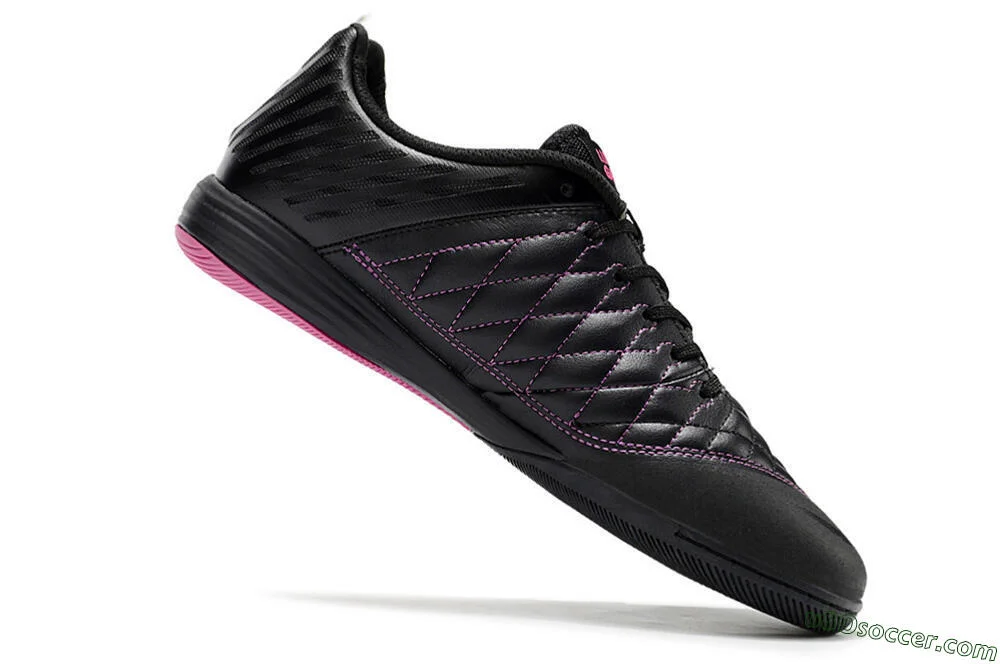 Günstige Nike Lunar Gato IC Indoor-Fußballschuhe Schwarz/Weiß/Lila