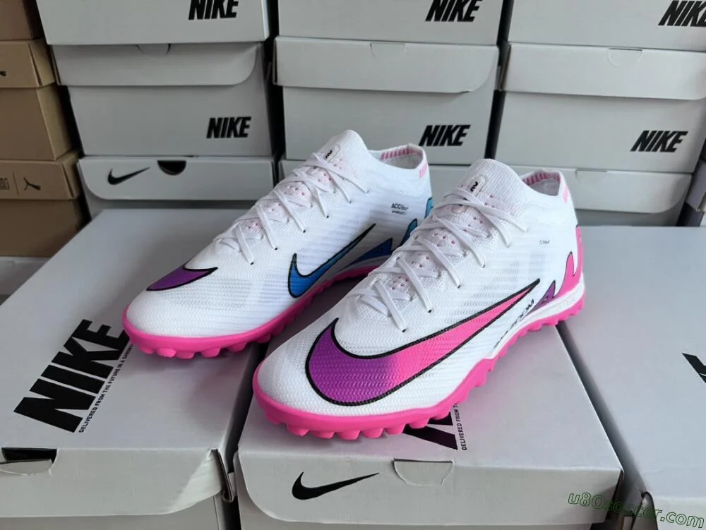 Weiße und pinke TF Kunstrasen-Fußballschuhe Elite Nike Mercurial