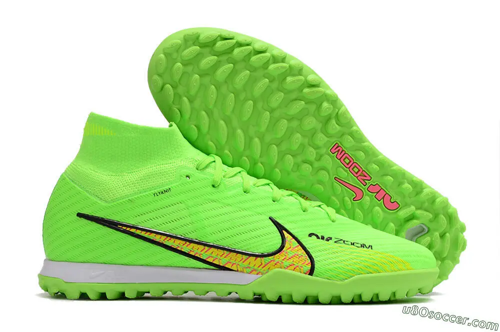 Chaussures de football TF vertes, jaunes et roses Elite Nike Air