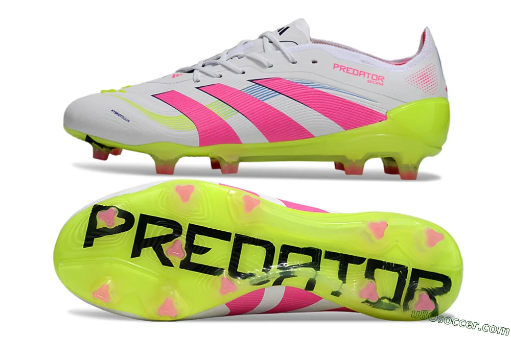 adidas Predator サッカーシューズ ホワイト/ピンク/イエロー ADIDAS PREDATOR ELITE FG WHITE/LUCID PINK/LUCID LEMON | UK