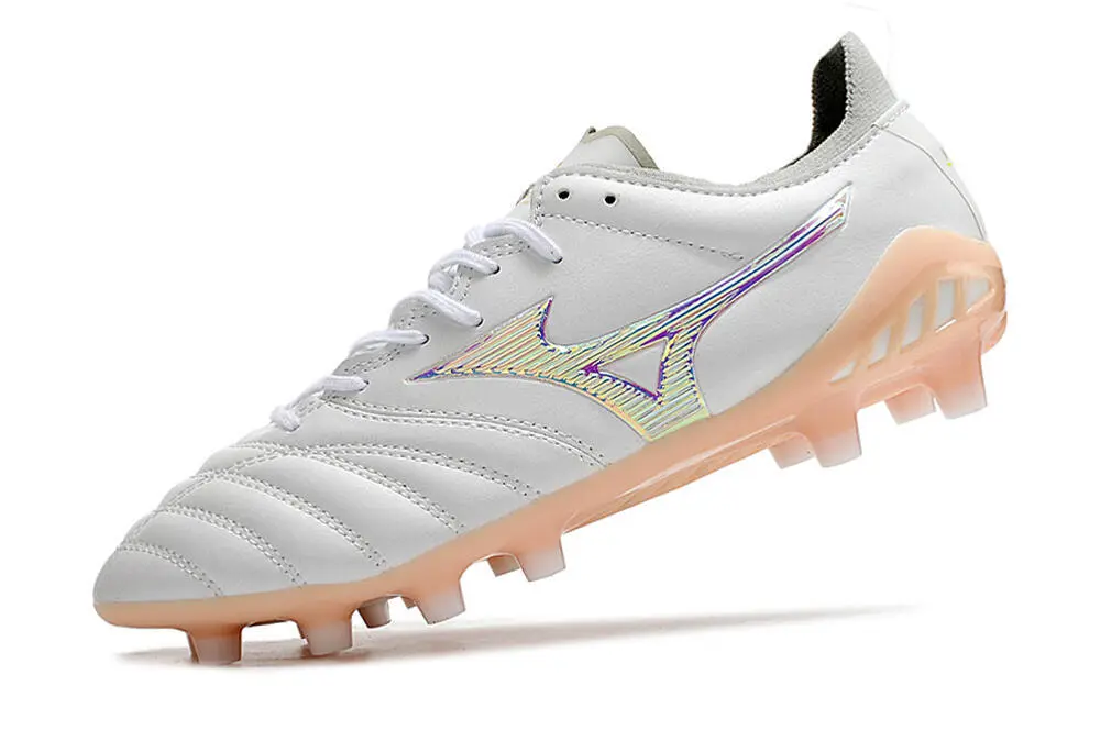 Mizuno モレリア ネオ3 サッカーシューズ ホワイト/ピンク ホワイトとピンクのFGサッカースパイク - ミズノ モレリアネオ3