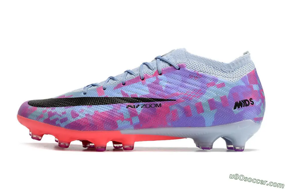 青色、紫色、ピンク色のAGサッカースパイク - ナイキエアズーム