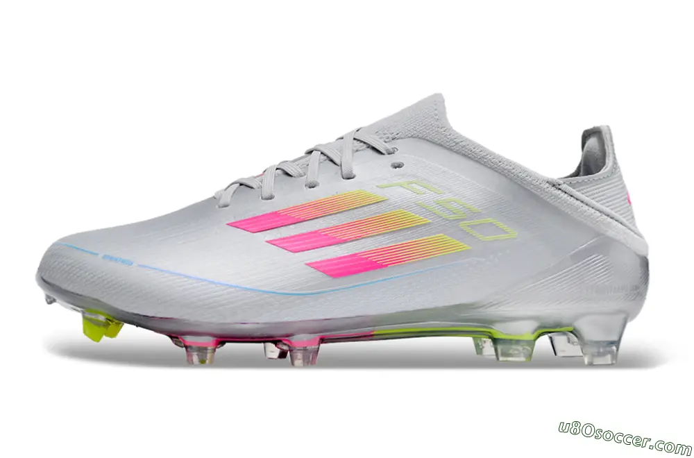 FG サッカースパイク - シルバー、イエロー＆ピンクカラーウェイ